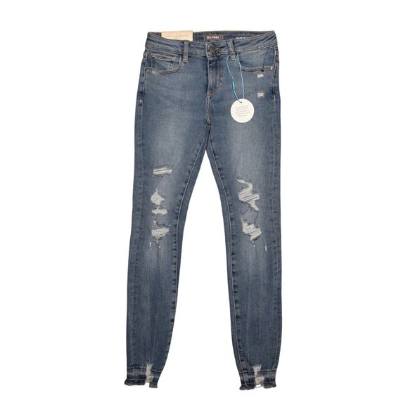 DL1961 NEW $69 DL Performance Distressed Chloe Skinny Jean Raw Hem Girl's 12‎ - Picture 1 of 4